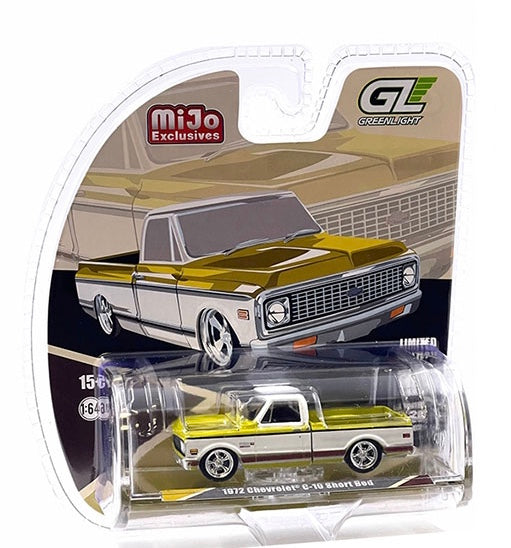Greenlight 1:64 1972 Chevrolet C-10 Short Bed Custom – Mustard Yellow with White Two-Tone