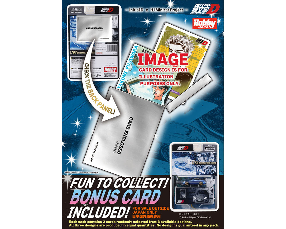 Hobby Japan 1:64 Initial D Honda S2000 with Collector Cards Toshiya Joshima VS Takumi Fujiwara