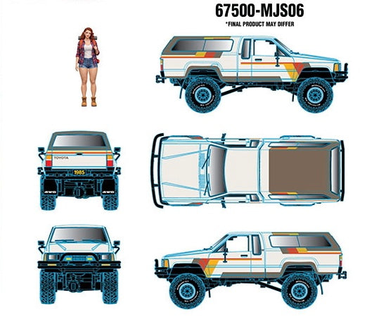 M2 Machines 1:64 Diorama Series 1985 Toyota Truck 4×4 with Camper Shell with Female Camper Figure –