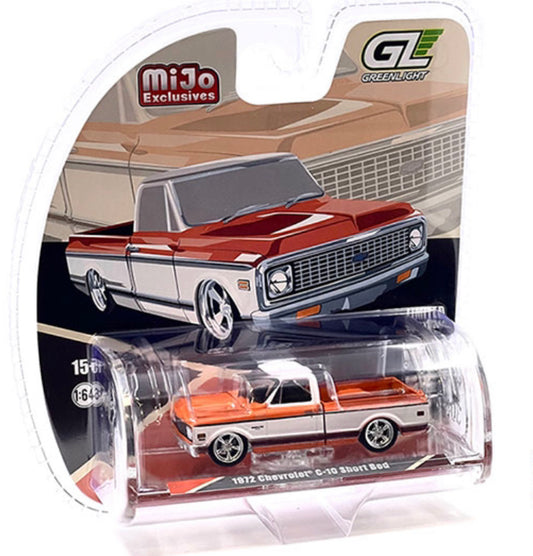 Greenlight 1:64 1972 Chevrolet C-10 Short Bed Custom – orange  with White Two-Tone