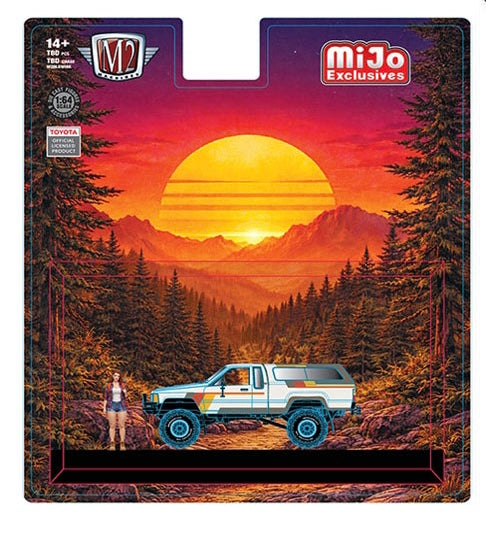 M2 Machines 1:64 Diorama Series 1985 Toyota Truck 4×4 with Camper Shell with Female Camper Figure –