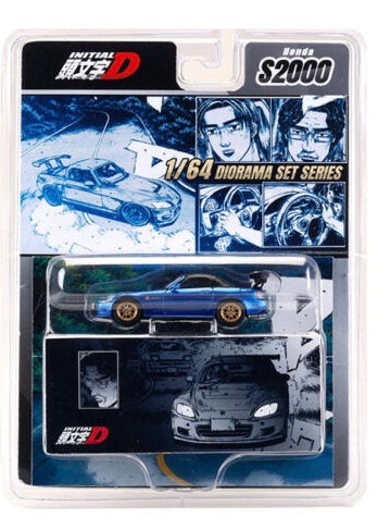 Hobby Japan 1:64 Initial D Honda S2000 with Collector Cards Toshiya Joshima VS Takumi Fujiwara